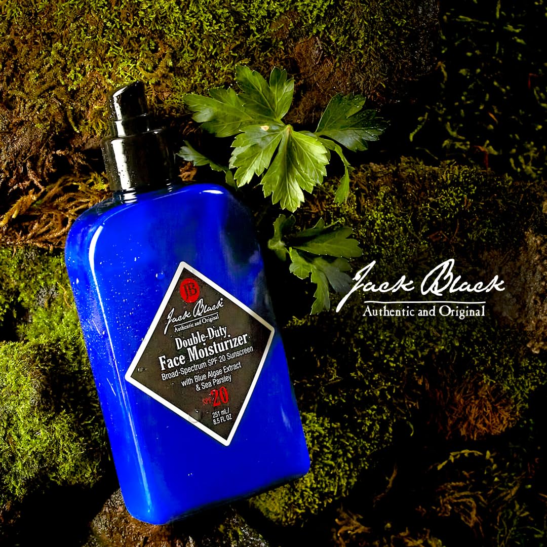 Jack Black Double Duty Face Moisturizer SPF 20 alongside other skincare products