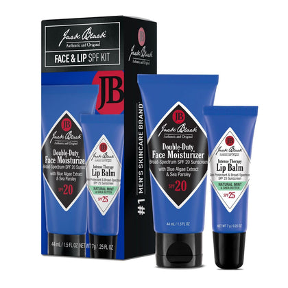 Jack Black Face & Lip Set front view with moisturizer and lip balm