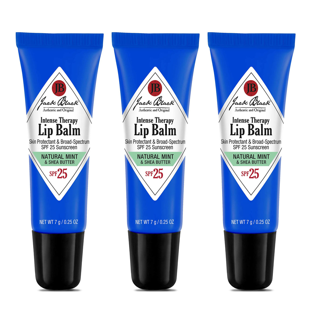 Jack Black Intense Therapy Lip Balm pack of 3 with mint and shea butter