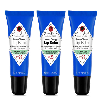 Jack Black Intense Therapy Lip Balm pack of 3 with mint and shea butter
