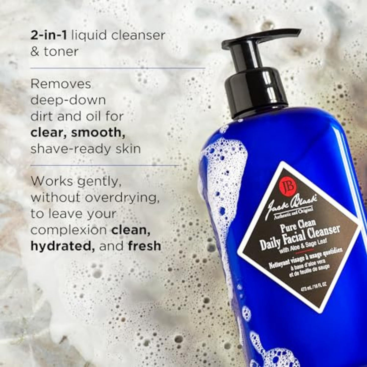 Jack Black Pure Clean Daily Facial Cleanser 16 Fl Oz side view