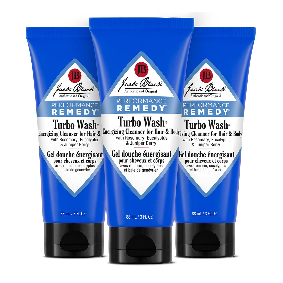 Jack Black Turbo Wash 3-pack front view showing all tubes