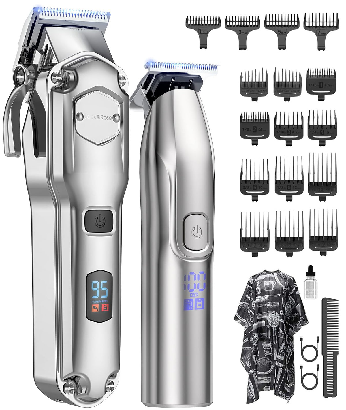 Jack & Rose cordless hair clipper and trimmer set front view