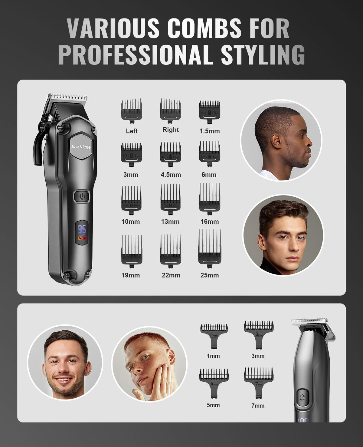 Jack & Rose cordless hair clipper in use