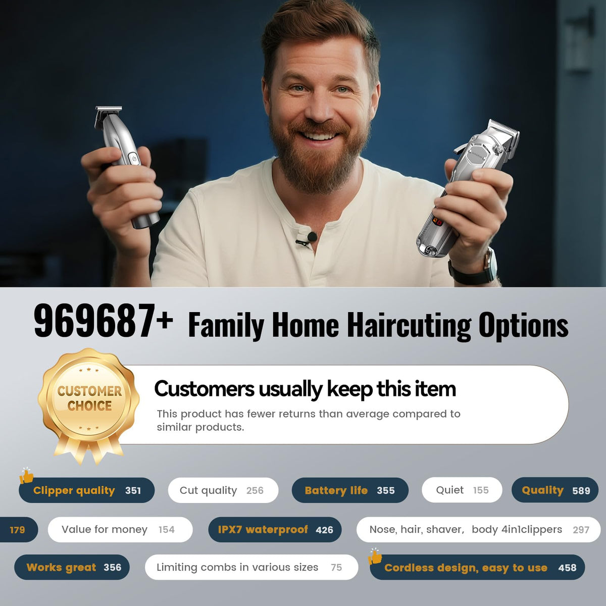 Jack & Rose cordless hair clipper with LED display