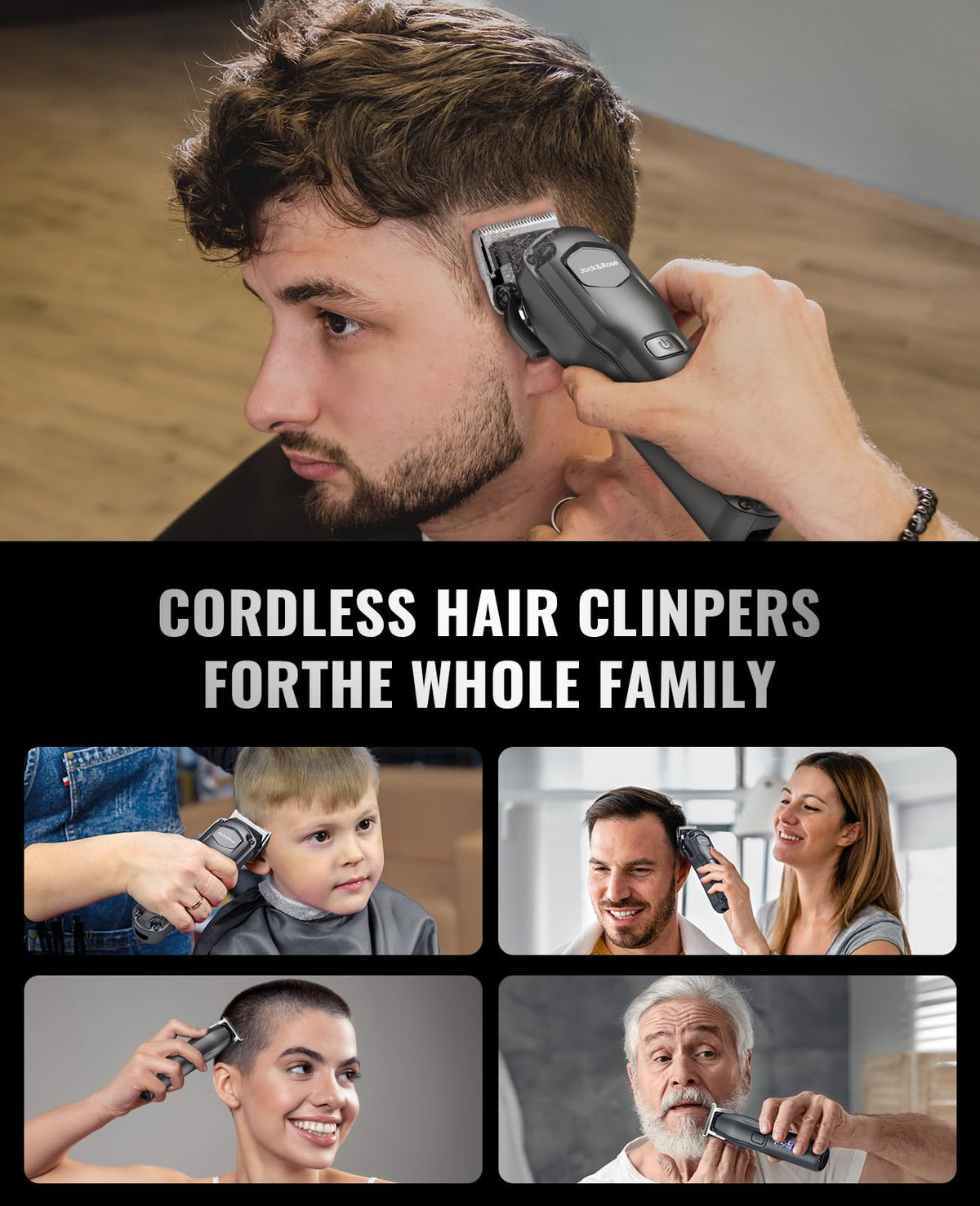 Jack & Rose large hair clipper with guide combs