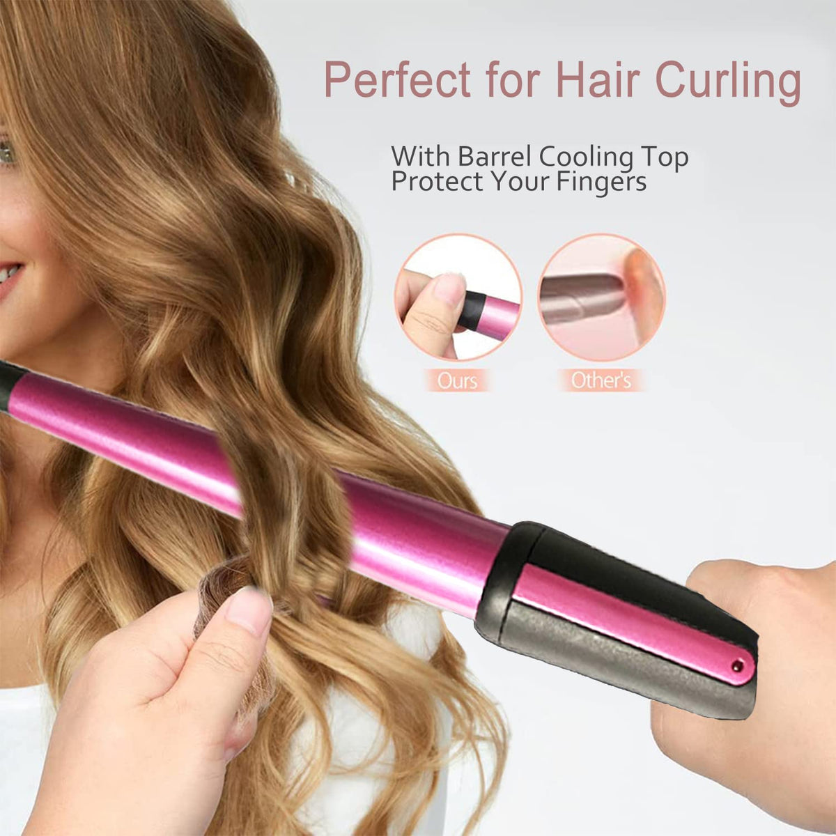 JAETON Hair Curling Iron in use with hair wrapped