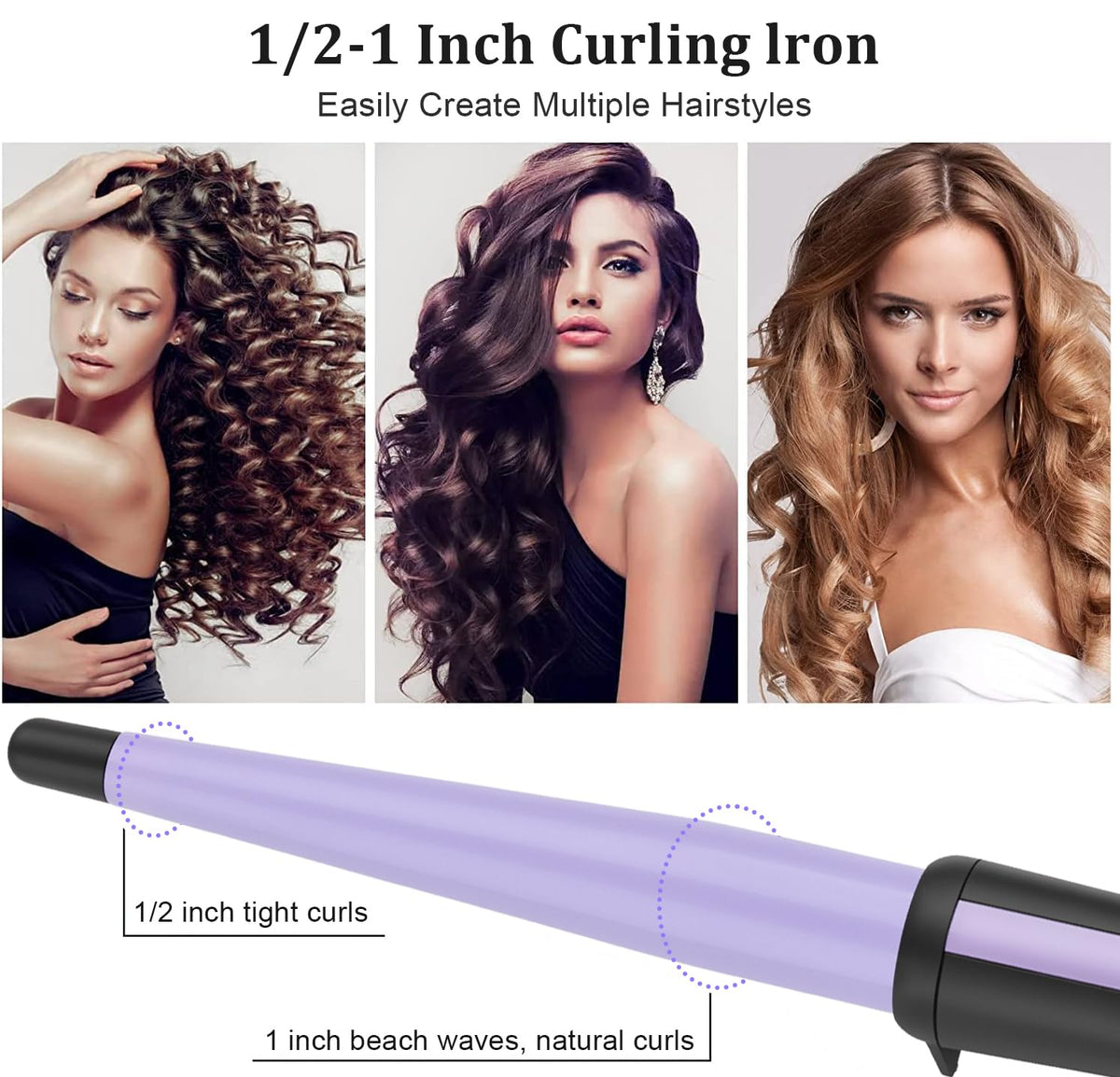 JAETON Hair Curling Iron tapered barrel close-up