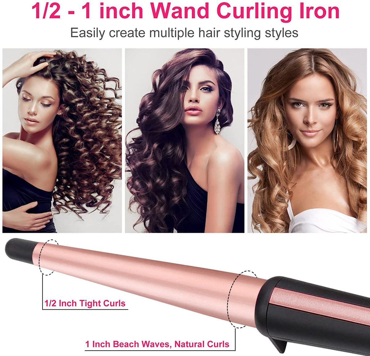 JAETON Hair Curling Iron Wand with heat-resistant glove