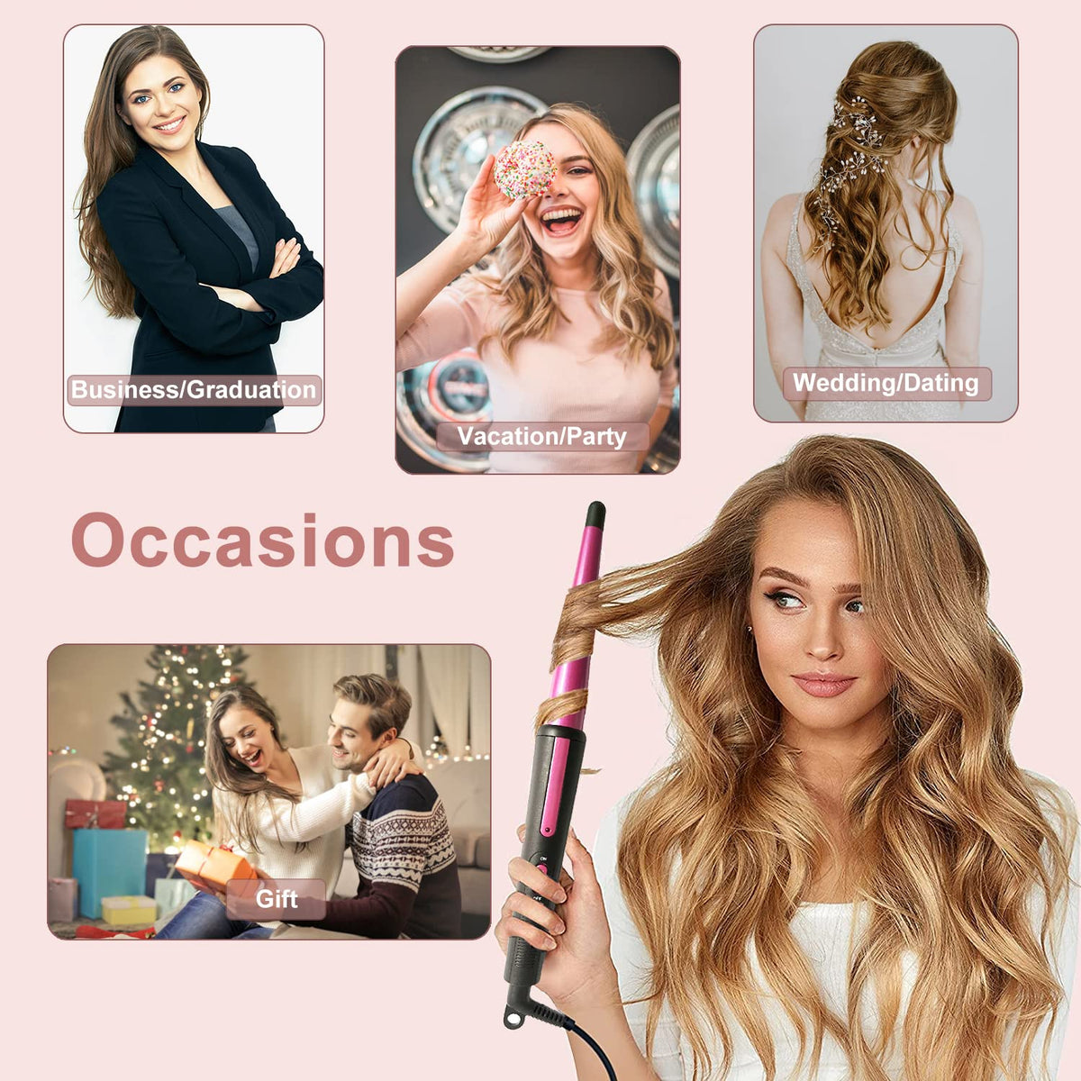 JAETON Hair Curling Iron with 360° rotatable cable