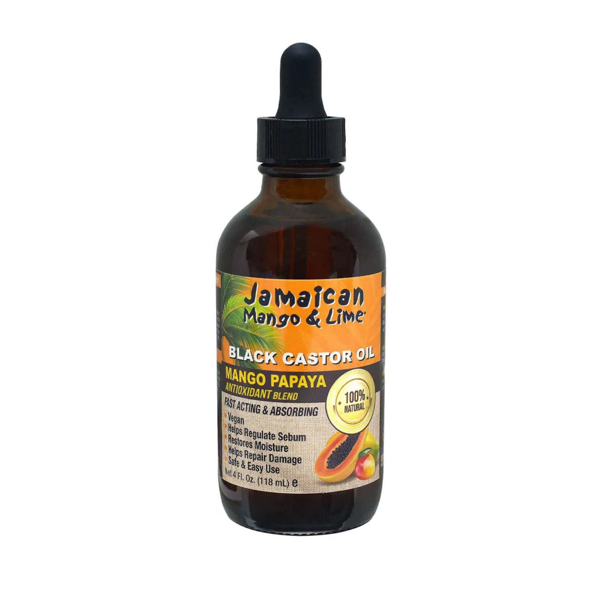 Jamaican Mango & Lime Black Castor Oil 4oz front view