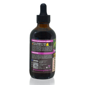 Jamaican Mango & Lime Black Castor Oil 4oz lavender bottle back view