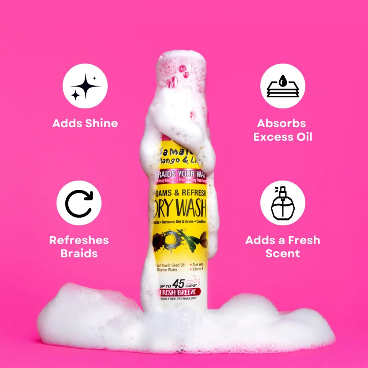 Jamaican Mango & Lime Braids Your Way Dry Wash foam texture in hand
