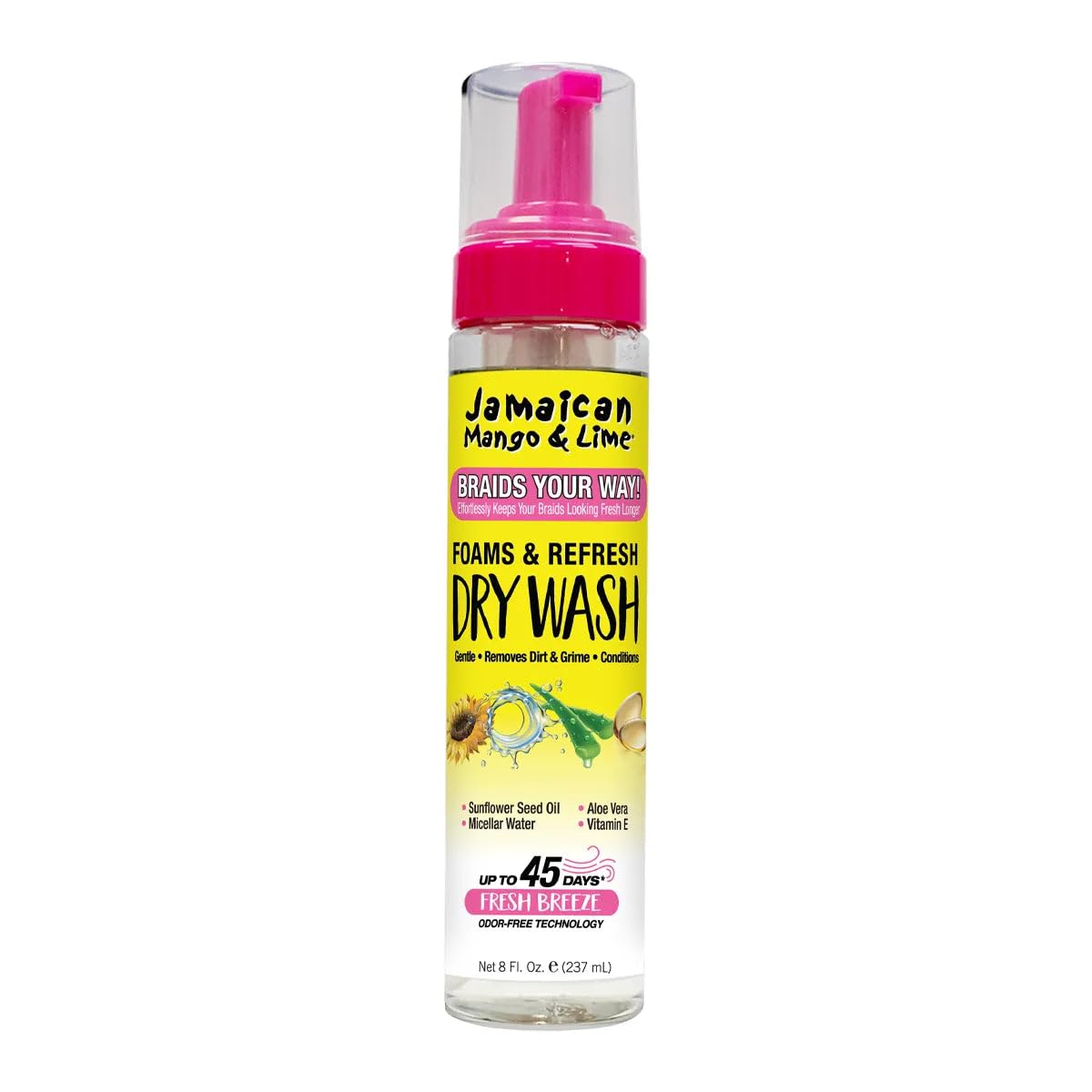 Jamaican Mango & Lime Braids Your Way Dry Wash front view with pump
