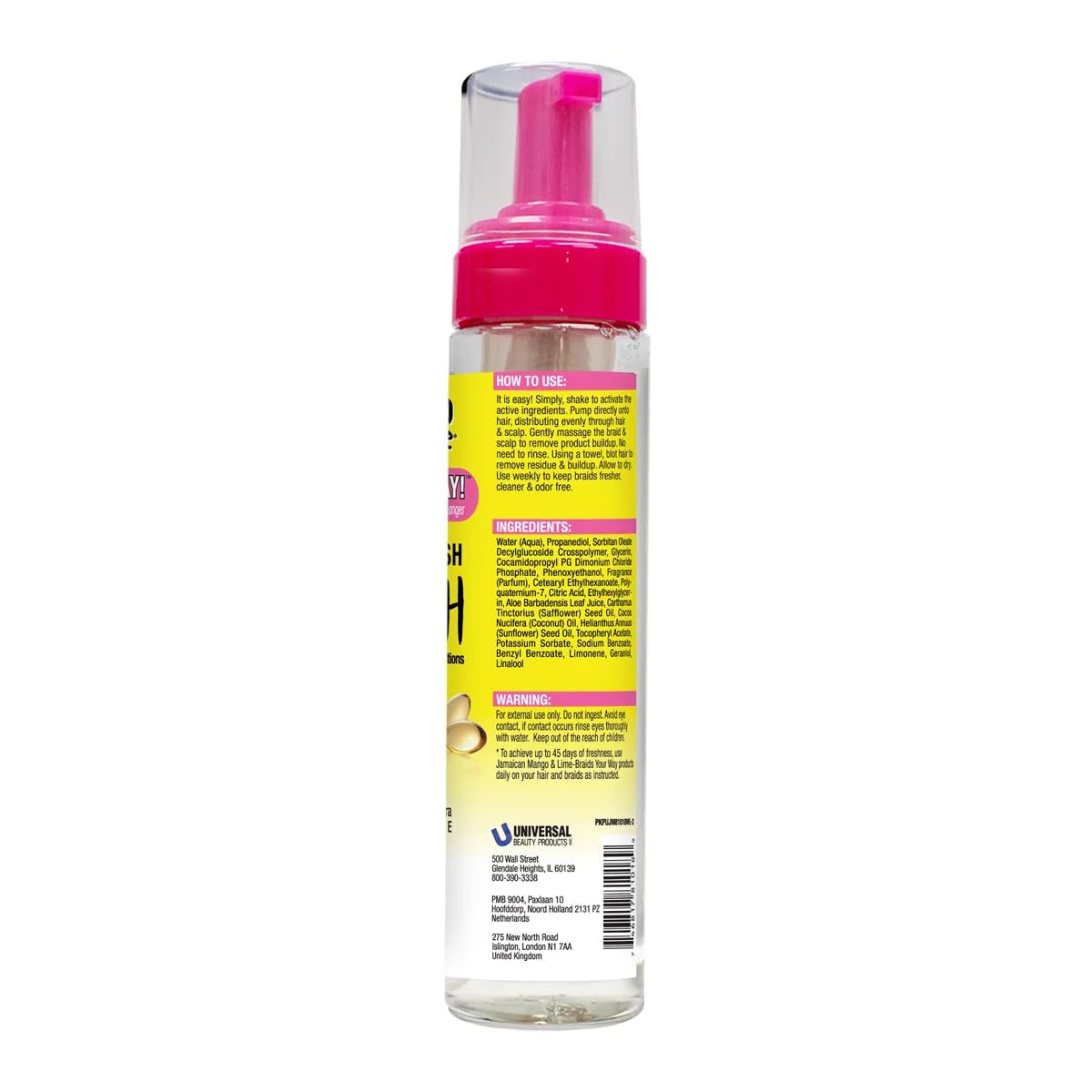 Jamaican Mango & Lime Braids Your Way Dry Wash side view showcasing packaging