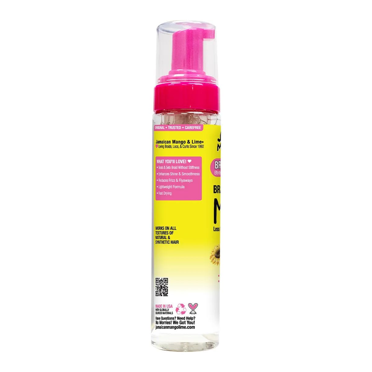 Jamaican Mango & Lime Braids Your Way Mousse bottle side view