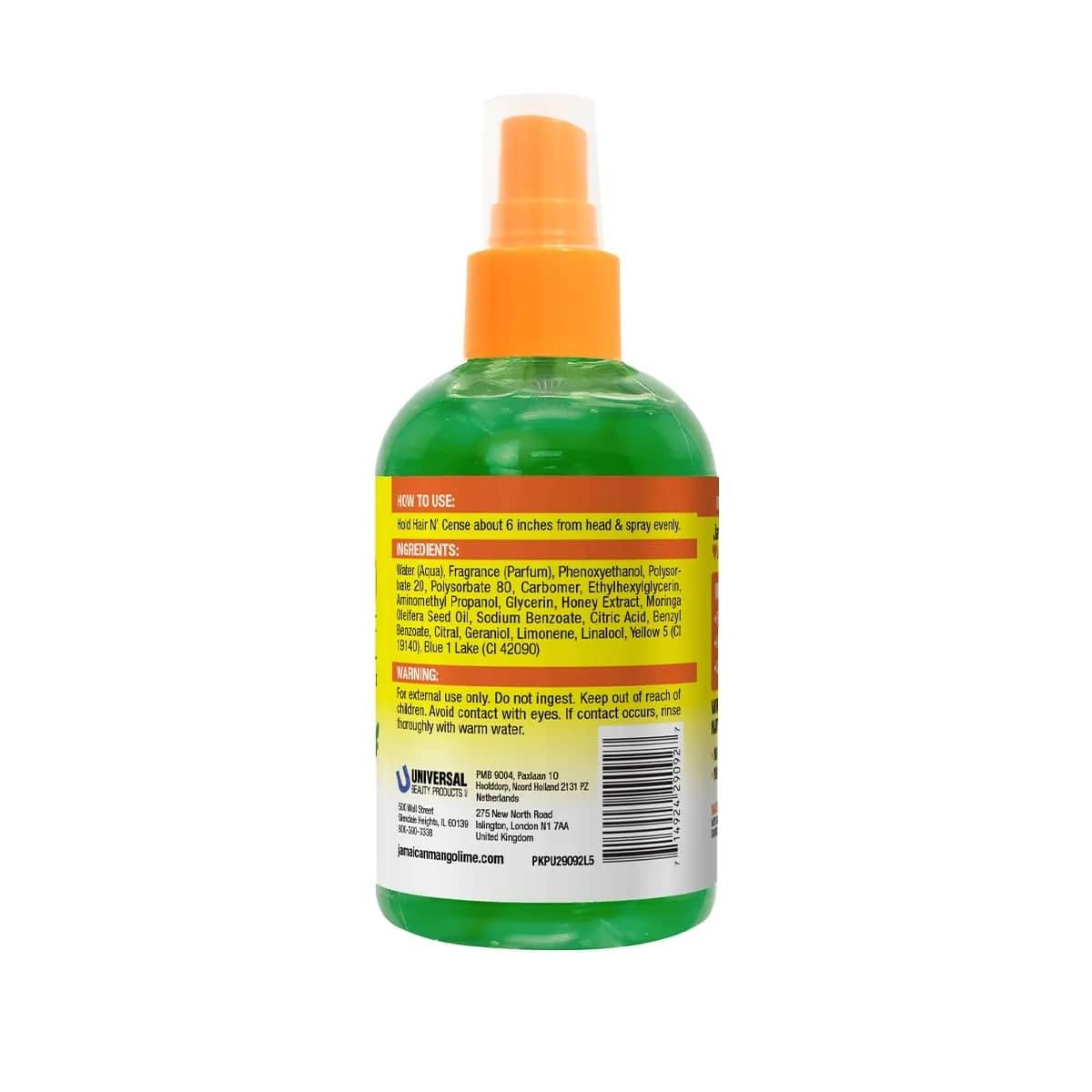 Jamaican Mango & Lime Hair N'Cense Spray bottle side view