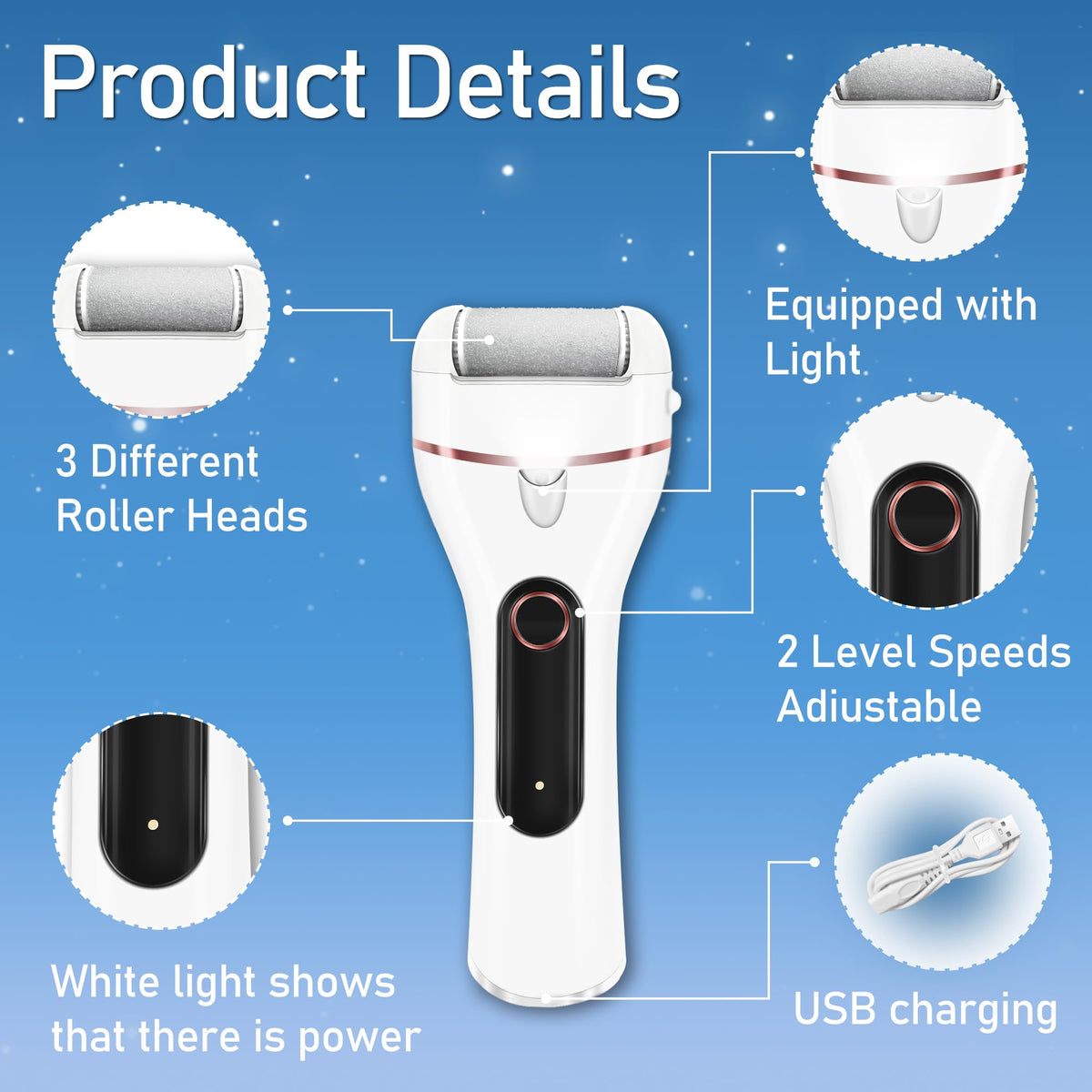 Jamestry electric foot callus remover with battery display