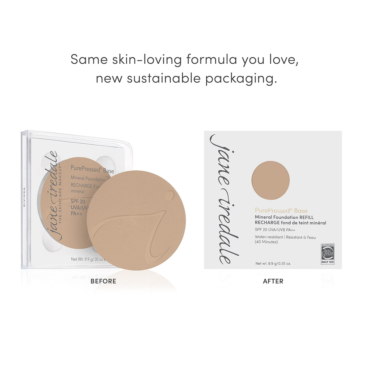 jane iredale PurePressed Base Foundation Refill Light Beige in hand