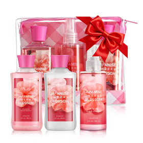 Japanese Cherry Blossom Bath Set including shower gel, lotion, and mist