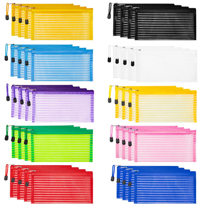 JARLINK Zipper Mesh Pouch set with 10 colourful bags