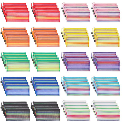JARLINK Zipper Mesh Pouch set with 80 pieces in various colours