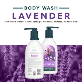 JASON Lavender Calming Body Wash bottle with lavender flowers