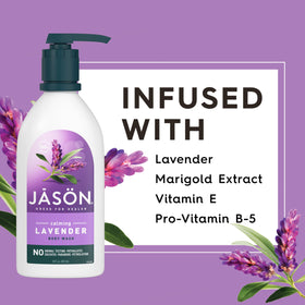 JASON Lavender Calming Body Wash in a bathroom setting