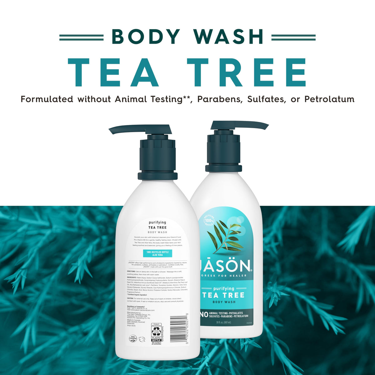 JASON Tea Tree Body Wash bottle with label details