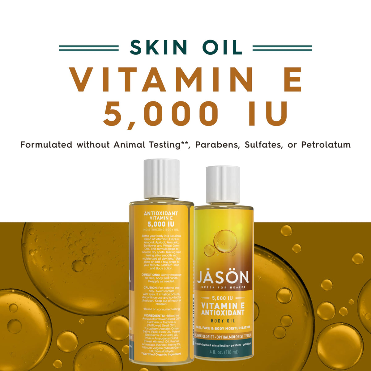 JASON Vitamin E Body Oil with almond and apricot oil close-up