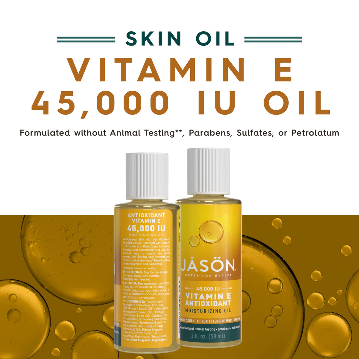 JASON Vitamin E Moisturizing Oil 2oz back view