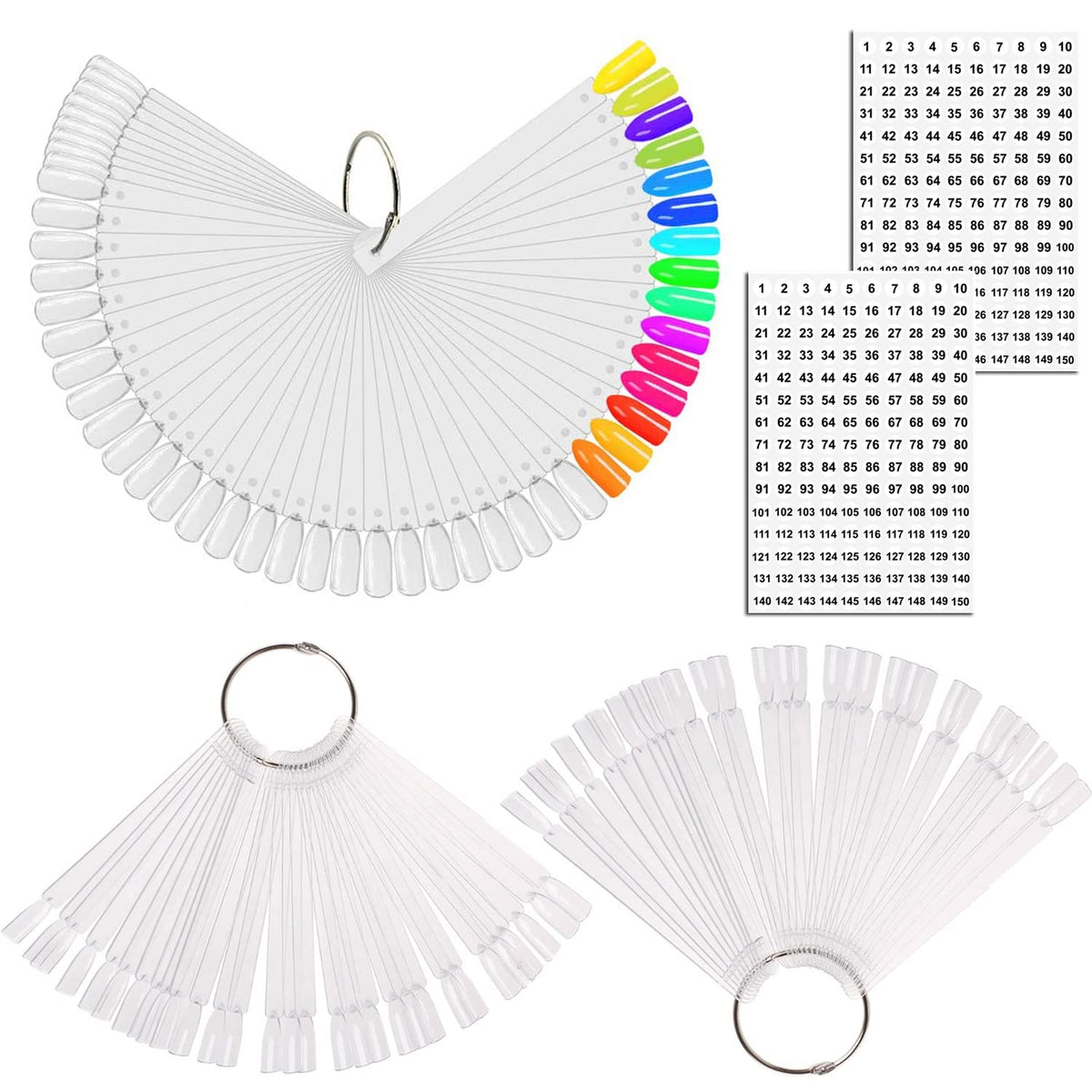 JASSINS 150Pcs Nail Swatch Sticks clear display tips front view