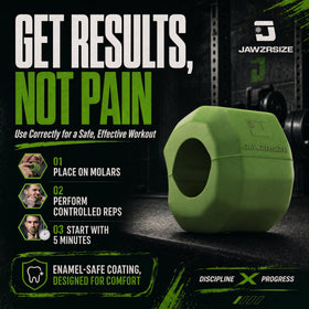 Jawzrsize Pop 'N Go Jaw Exerciser in use during workout