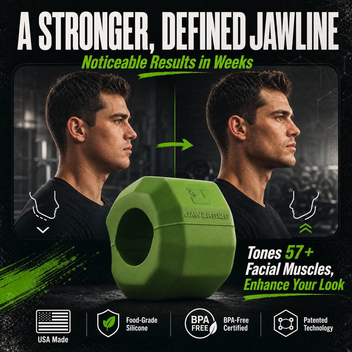 Jawzrsize Pop 'N Go Jaw Exerciser side view showing design