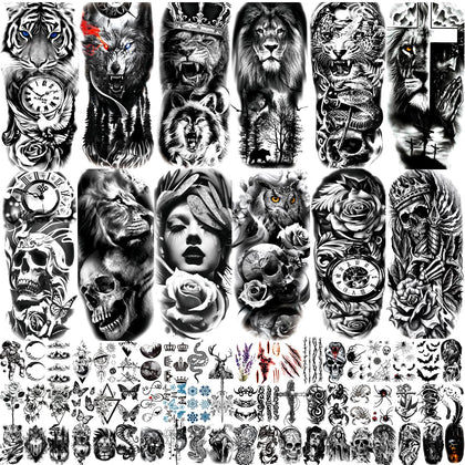 JEEFONNA 82 sheets temporary tattoos assorted designs