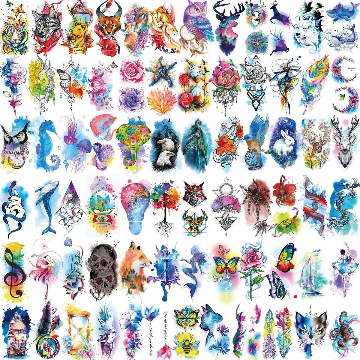 JEEFONNA tiny semi-permanent tattoos sheet with floral designs