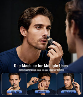 JEETIF Nose Hair Trimmer side view showing interchangeable heads