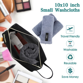 JEFFSUN face wash cloths 10x10 inch size comparison
