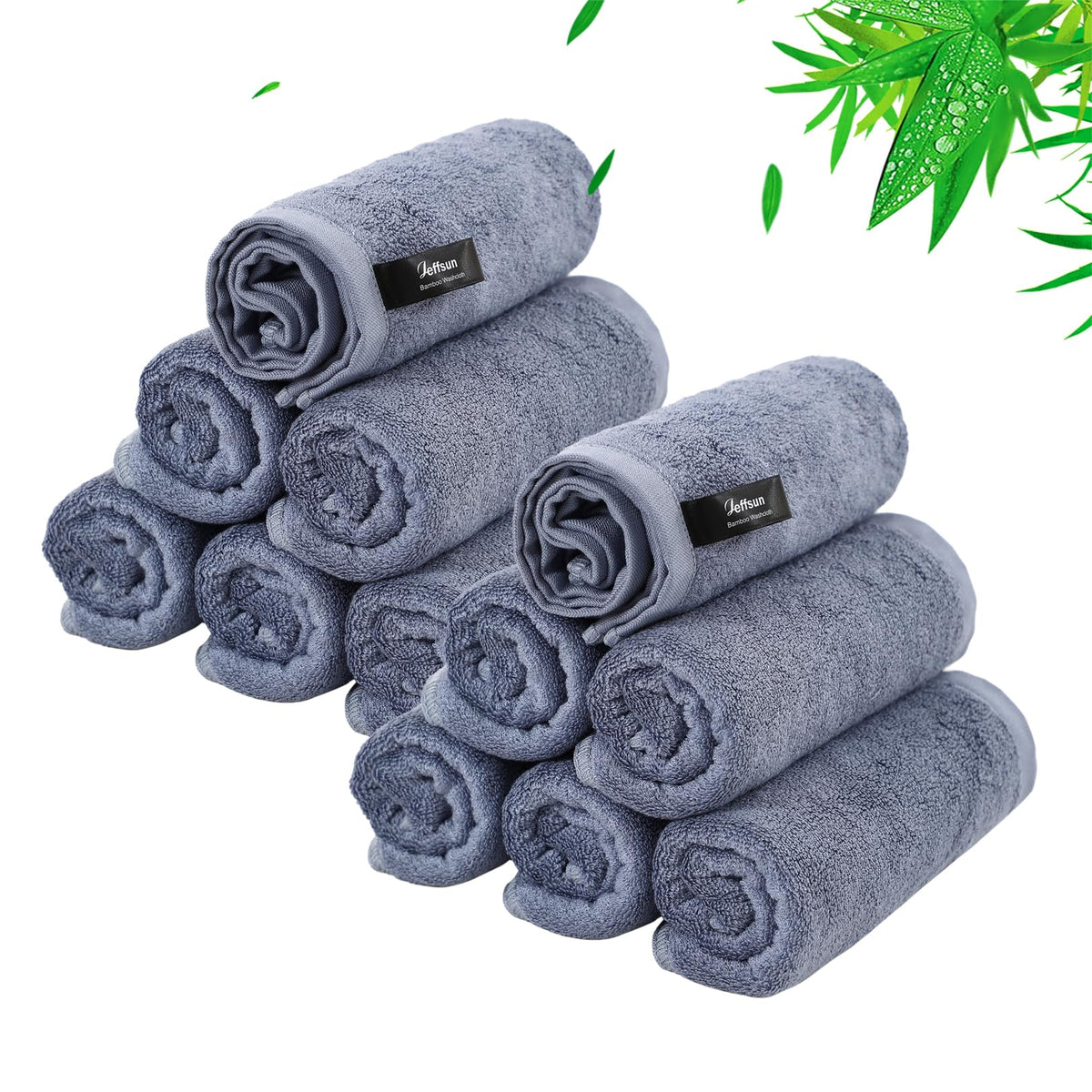 JEFFSUN Face Wash Cloths 12 Pack slate blue front view