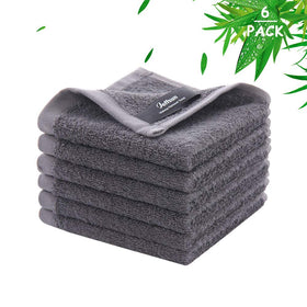 JEFFSUN Wash Cloths 6 Pack dark grey face towels front view