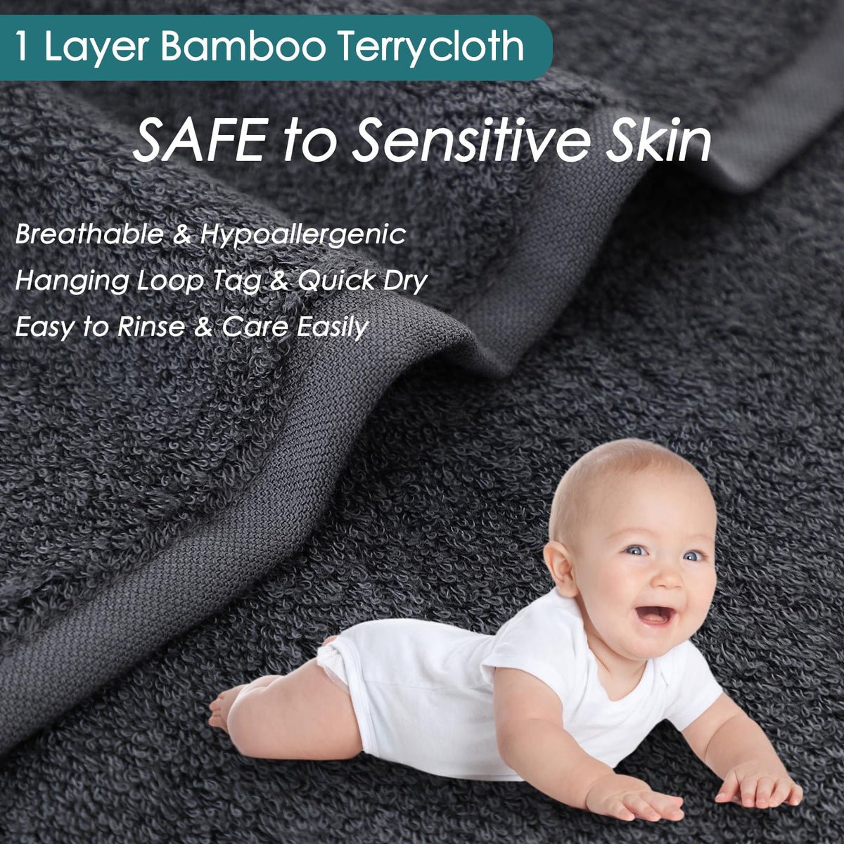 JEFFSUN Wash Cloths displayed with baby products