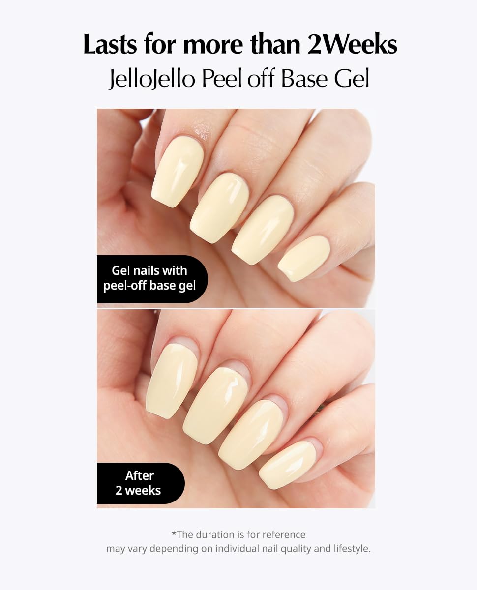 JelloJello Peel-Off Base Coat Gel application on nails