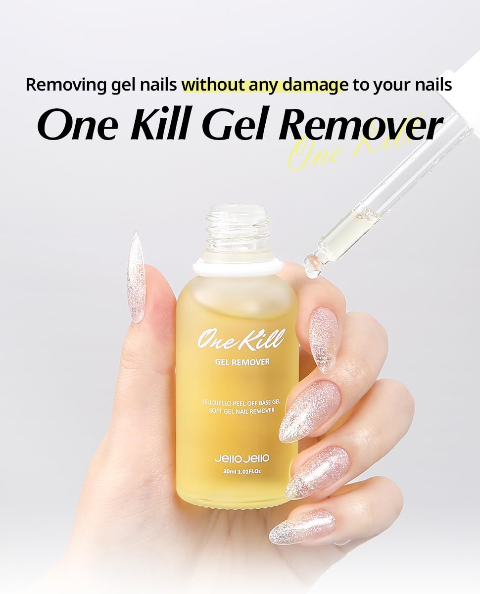 JelloJello Peel-Off Base Coat Gel on natural nails