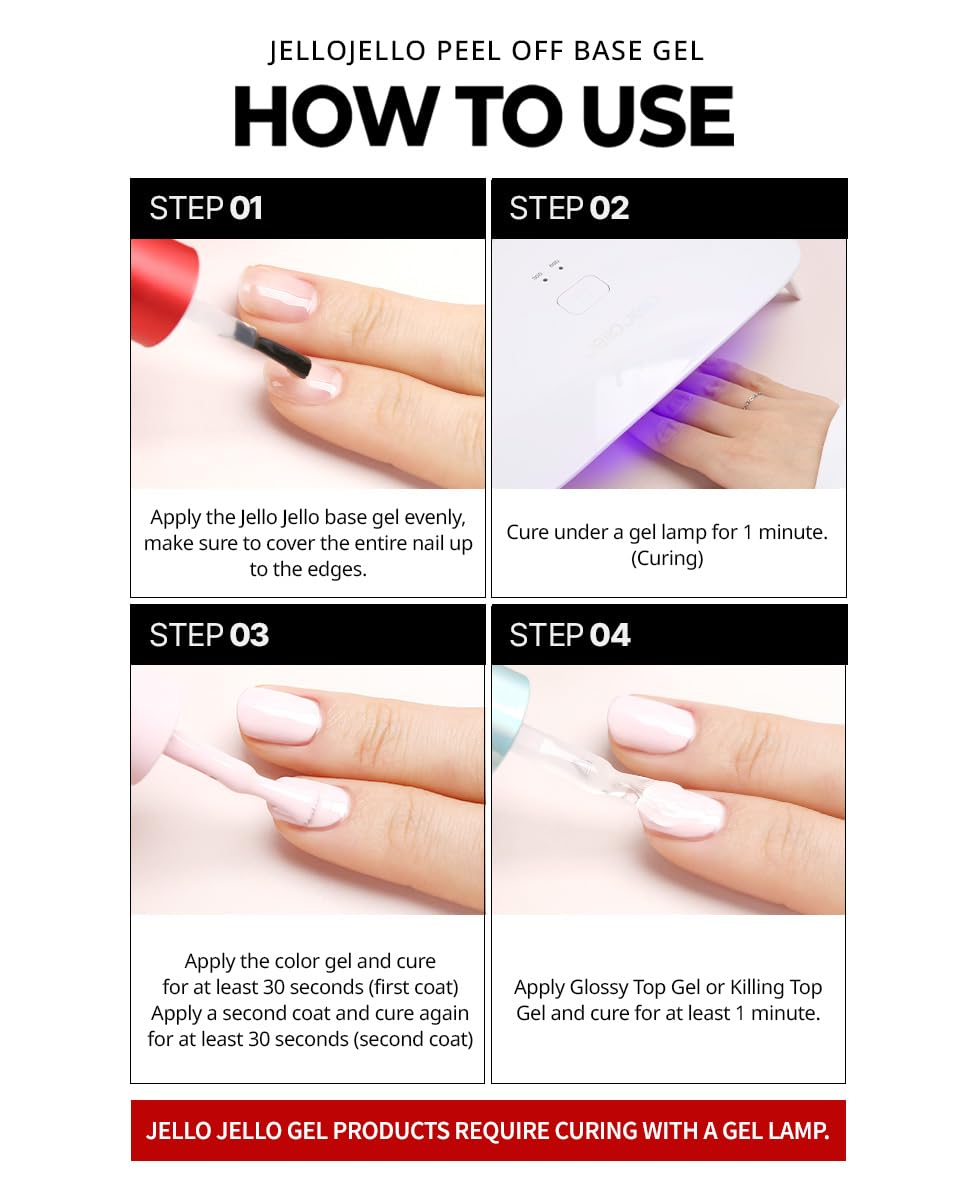 JelloJello Peel-Off Base Coat Gel Set with wooden stick
