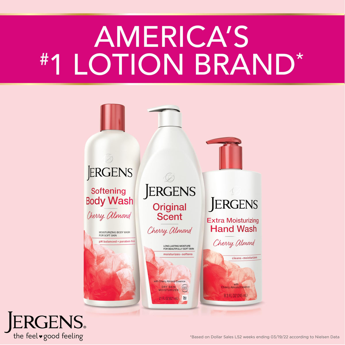 Jergens Cherry Almond Hand & Body Lotion with soft towel