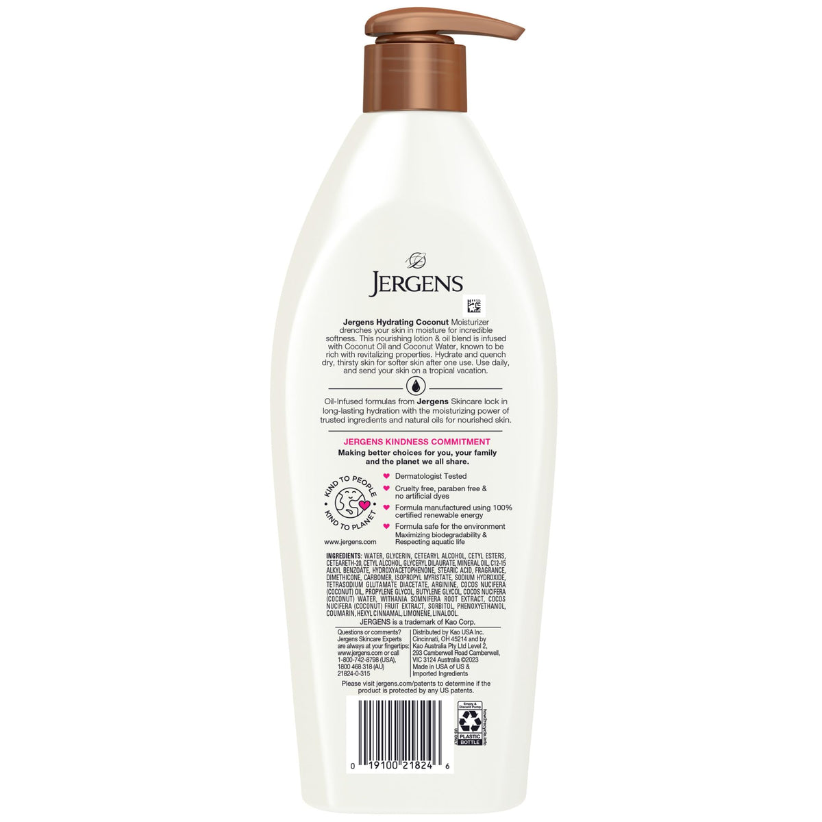 Jergens Hydrating Coconut Body Lotion in bathroom setting
