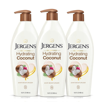Jergens Hydrating Coconut Hand and Body Moisturizer 3-Pack front view