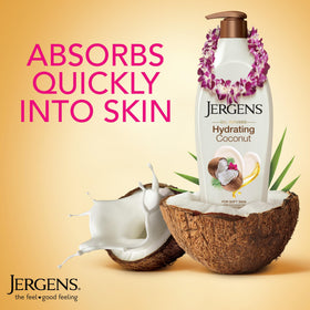 Jergens Hydrating Coconut lotion bottle side view