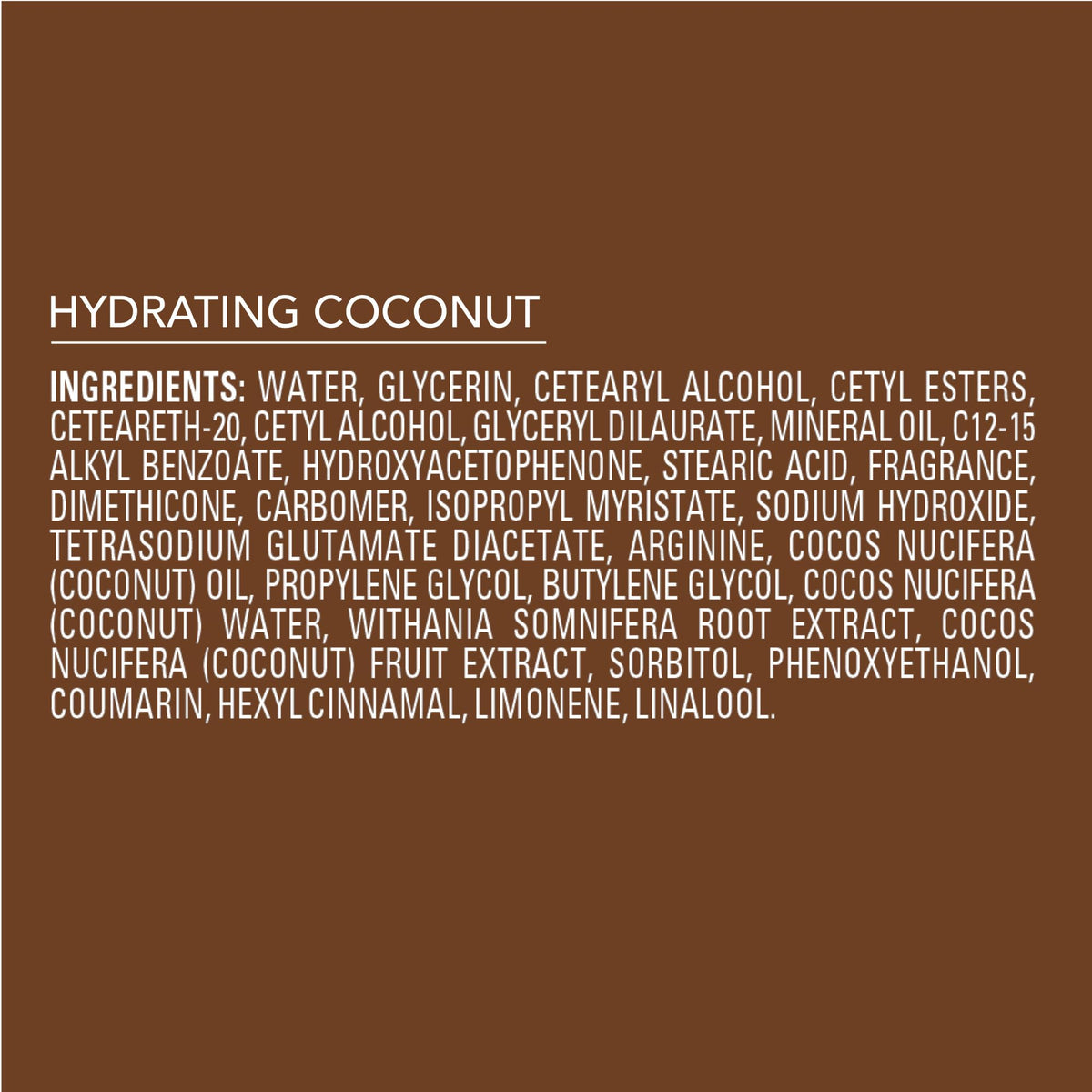 Jergens Hydrating Coconut lotion ingredients list