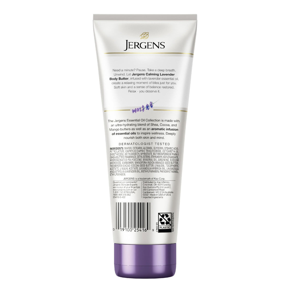 Jergens Lavender Hand & Body Lotion in use on hands